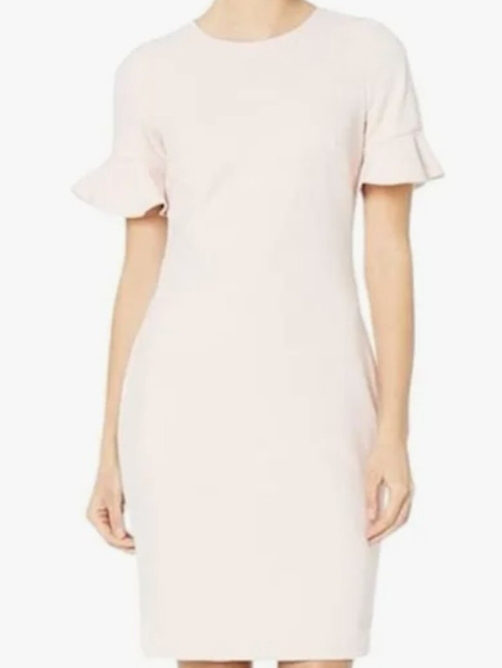 Calvin Klein Blush Pink Ruffle-Sleeve Midi Dress